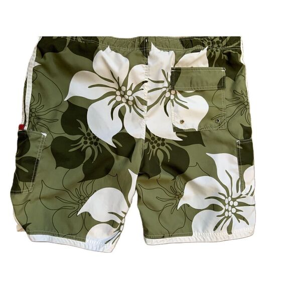 No Boundaries Green Floral Pattern Drawstring Board Shorts Mens Size Large - Picture 5 of 11